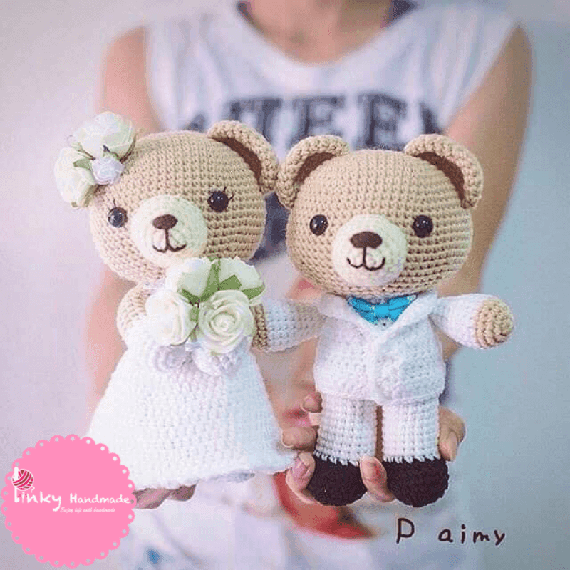 Hướng dẫn móc cô dâu chú rể bằng len